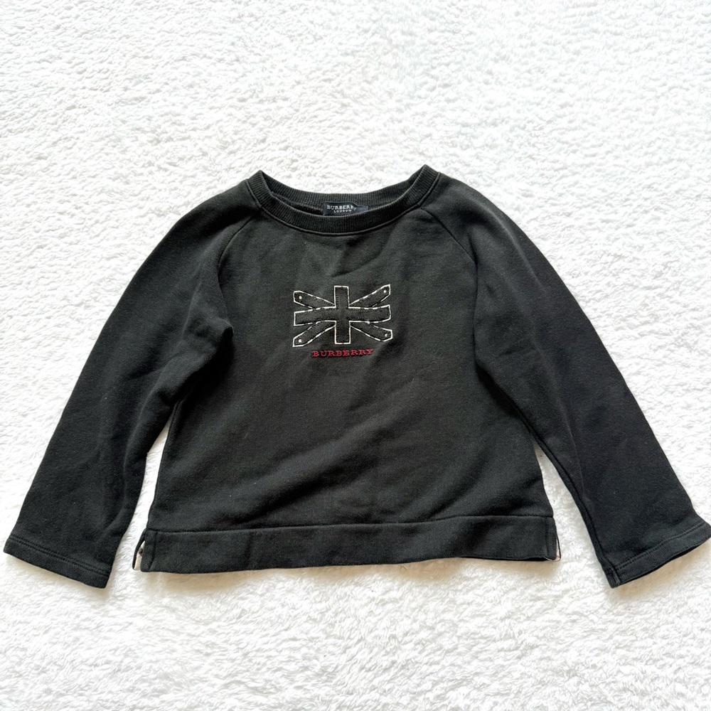 Burberry Toddler Girls Sweatshirt Nova Check UK Flag London Black Long Sleeve 3T